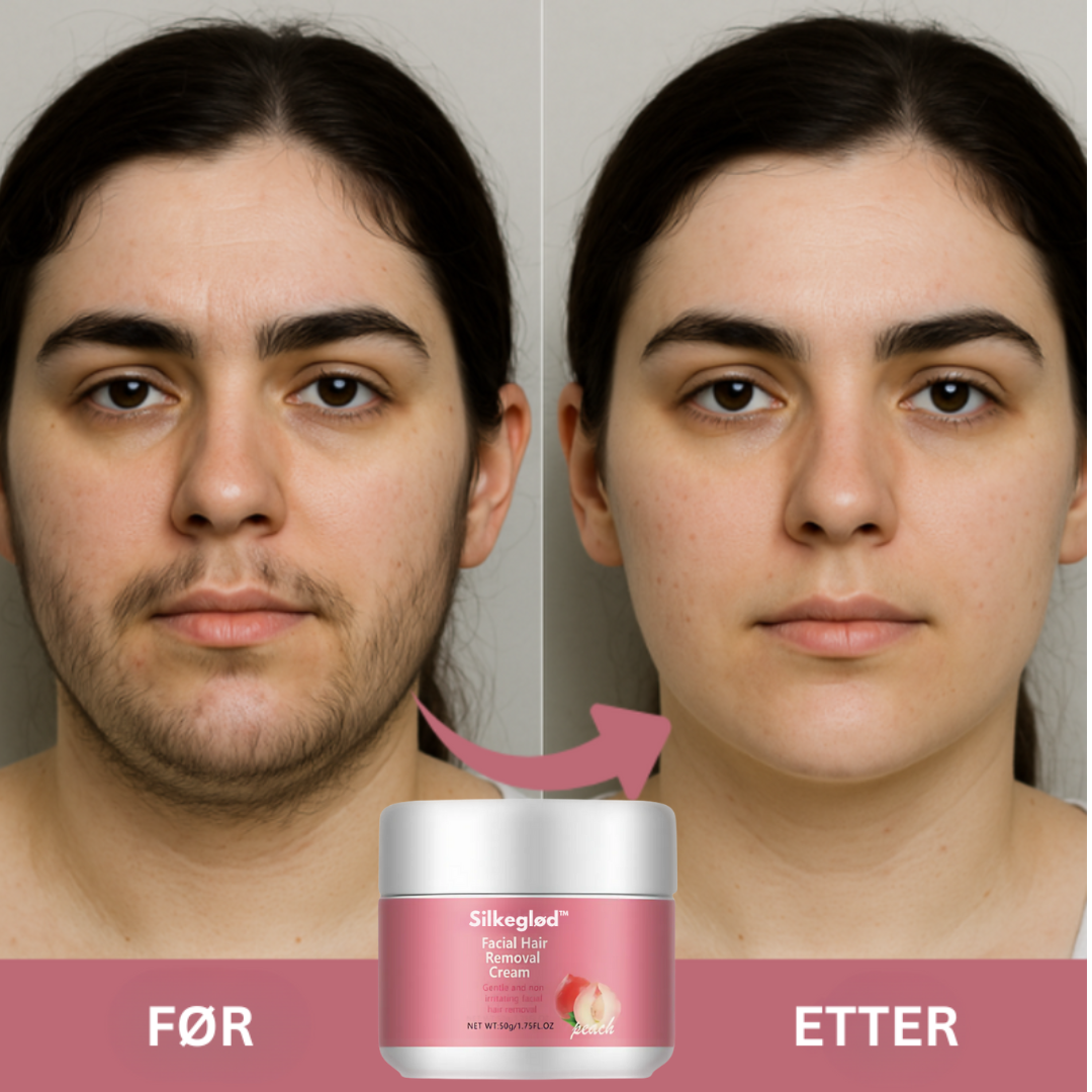 Silkeglød™ - Ansiktshårfjerningskrem | Si farvel til skygger og stubber – synlig glatt hud på bare 5 minutter!