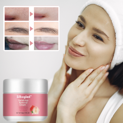 Silkeglød™ - Ansiktshårfjerningskrem | Si farvel til skygger og stubber – synlig glatt hud på bare 5 minutter!